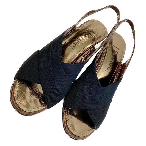 J. Renee Massey Black Open Toe Sling Back Heels Size 7 - Picture 6 of 11